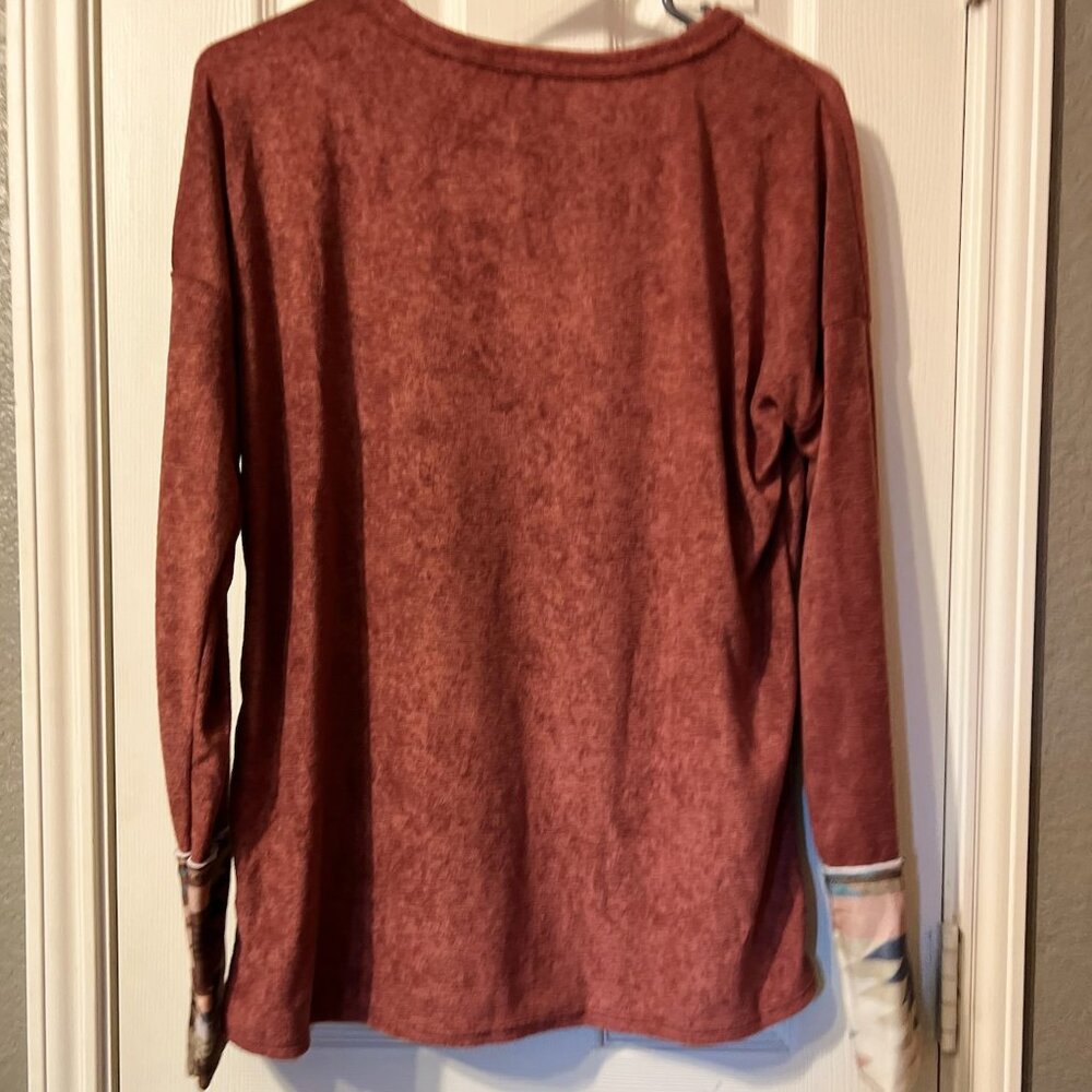 Marsala Color Aztec Top